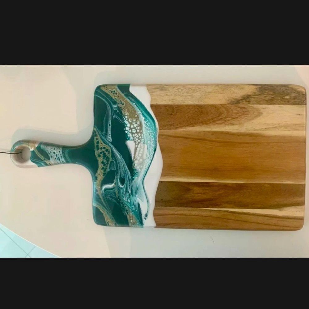 Acacia Hardwood Cheese, Serving Board Resin Dipped